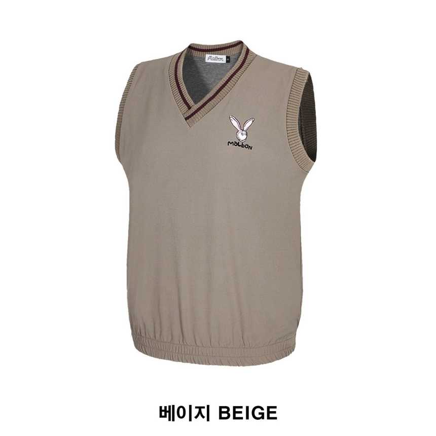 말본 여성 프리미엄 래빗 브이넥 기모 조끼 세트(2color)