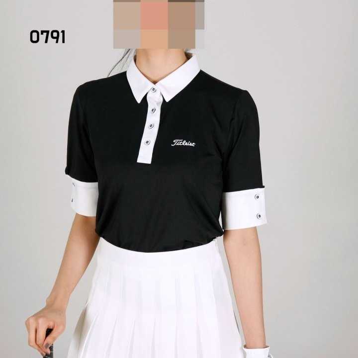 타이틀리스트 여자 0791 팔단추 반팔 카라 티셔츠(2color)