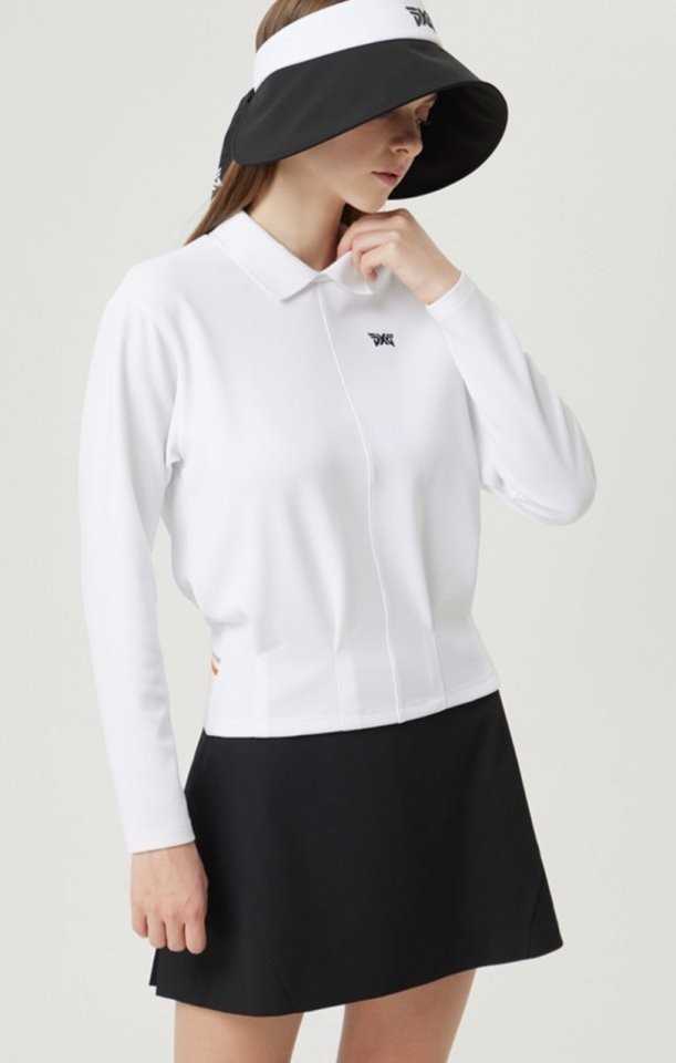 PXG 여성 아워글래스 핏 카라 롱 슬리브 티셔츠(2color)