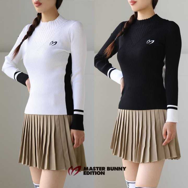 마스터바니 여성 셔링 하이넥 골지니트(2color)