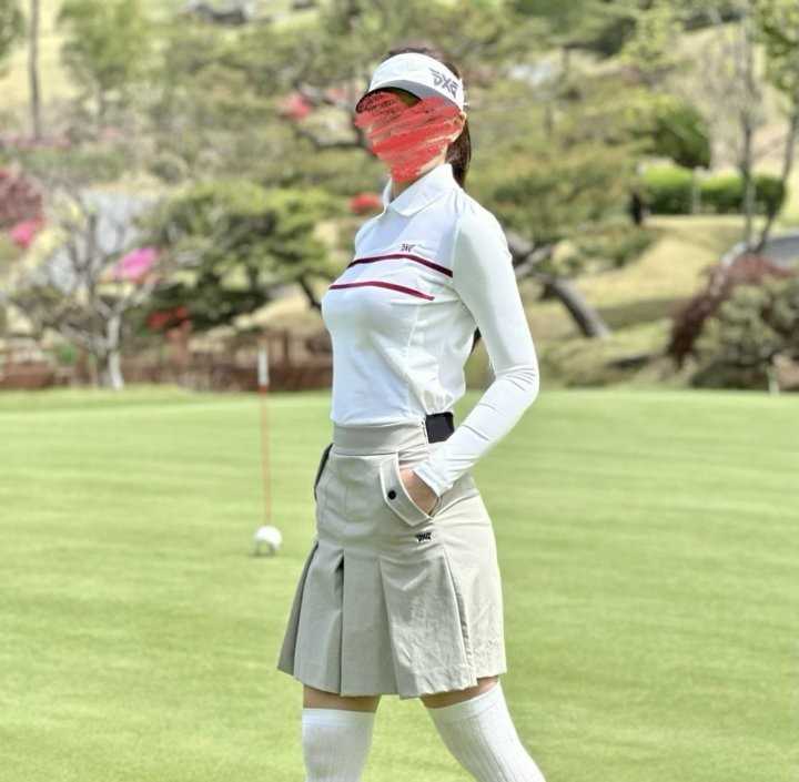 PXG 우먼 니트 하이브리드 카라 긴팔 티셔츠