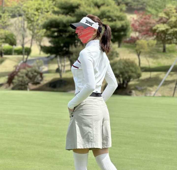 PXG 우먼 니트 하이브리드 카라 긴팔 티셔츠