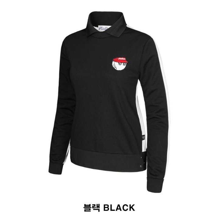 말본 버킷 패치 배색 긴팔 카라티(2color)