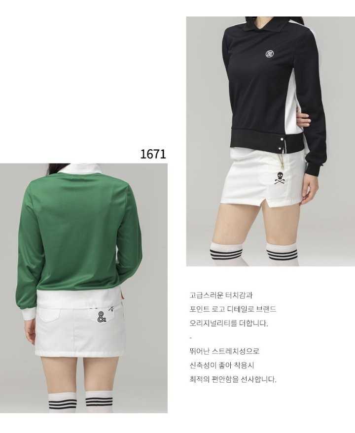 지포어 여성 뒷배색 카라 티셔츠(2color)