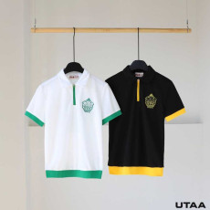 유타 우먼 지퍼넥 배색 카라티(2color)