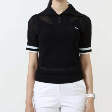 PXG 수입 우먼 썸머 포인트 카라 숏 슬리브 니트(2color)