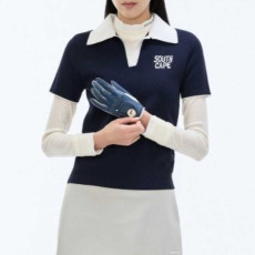 사우스케이프 여성 오픈 카라 반팔 니트(2color)