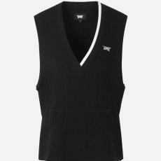 PXG 여성 케이블 조직의 V넥 니트 베스트(2color)