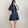 지포어 여성 하프 슬리브 후드 풀집업 드레스