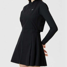 PXG 우븐 믹스 롱 슬리브 원피스