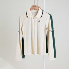 말본 M 스크립트 하프 집업 골지 롱 슬리브 티셔츠(2color)