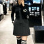 PXG 우븐 치마 여성 하이브리드 에리형 니트 원피스